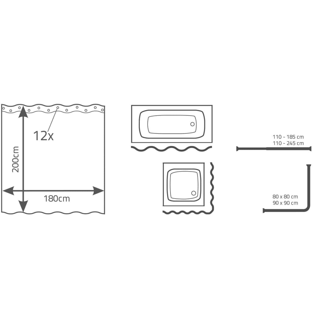 RIDDER Duschdraperi Bambus 180x200 cm