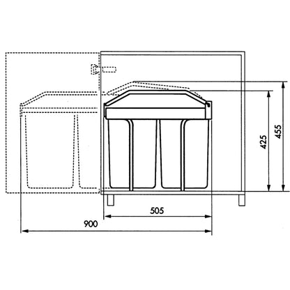 Hailo Sophink för skåp Multi-Box Duo strl L 2x14 L gräddvit 3659-001