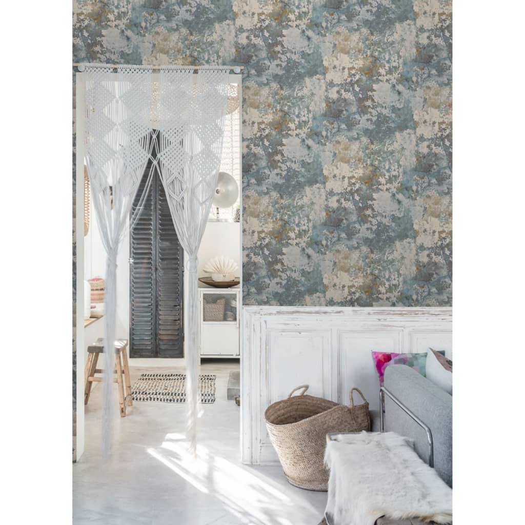 DUTCH WALLCOVERINGS Tapet betonggrå och grön