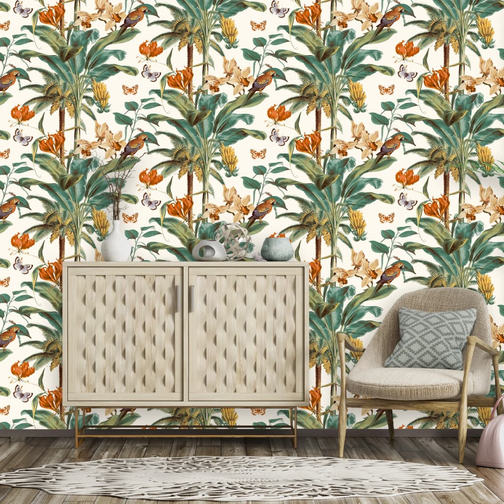 DUTCH WALLCOVERINGS Tapet tropisk palm grön och