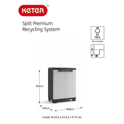 Keter Källsorteringsskåp Split Premium grå och svart 92 cm