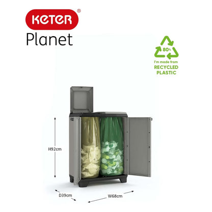 Keter Källsorteringsskåp Planet grå och svart