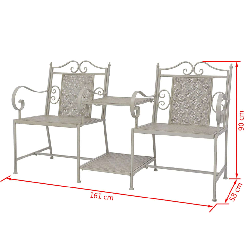 Trädgårdsbänk 2-sits 161 cm stål