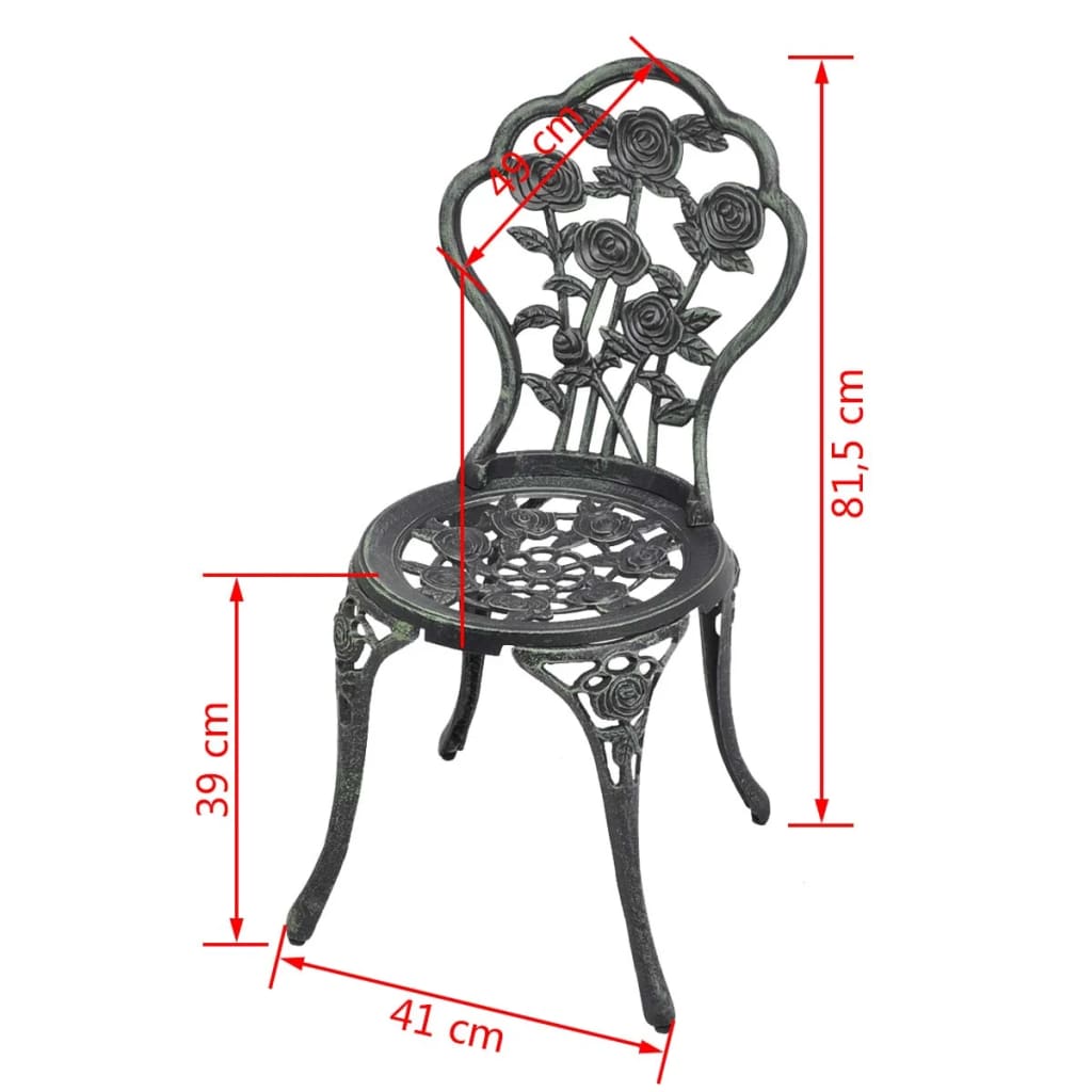 Caféstolar 2 st gjuten aluminium