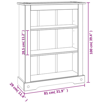 Bokhylla i mexikansk Coronastil med 3 hyllor furu 81x29x100 cm