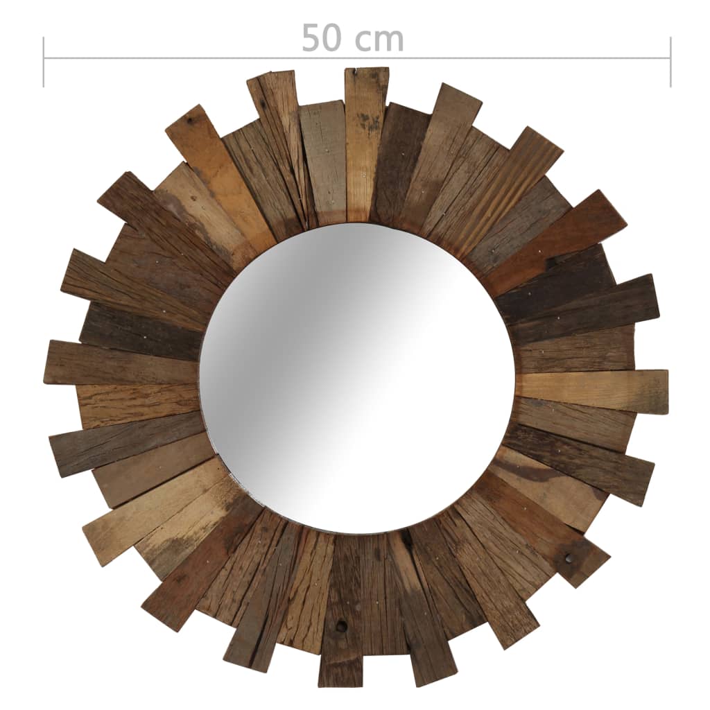 Väggspegel massivt återvunnet trä 50 cm