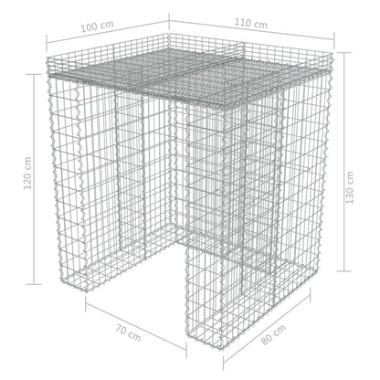 Gabionmur för soptunna galvaniserat stål 110x100x130 cm