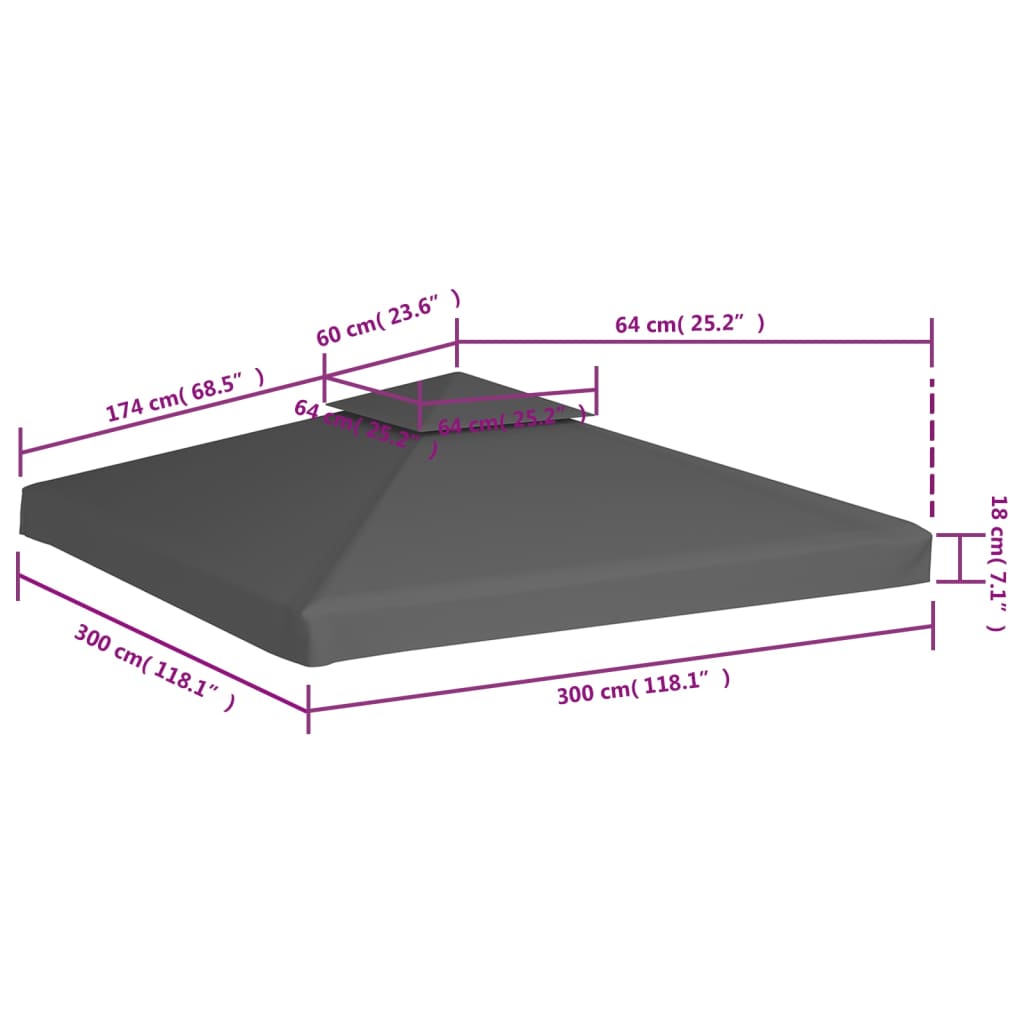 Paviljongtak med ventilering 310 g/m² 3x3 m