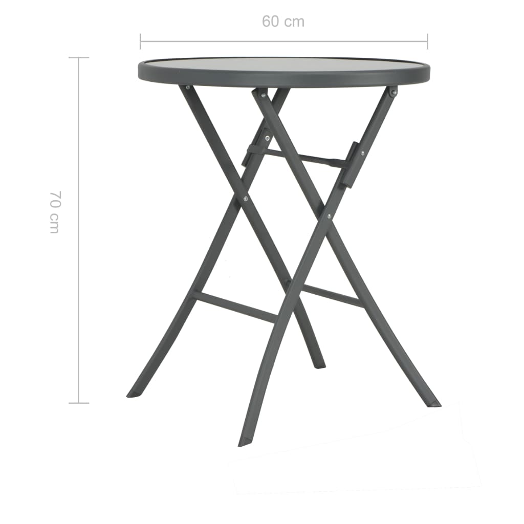 Hopfällbart cafébord  60x70 cm glas och stål