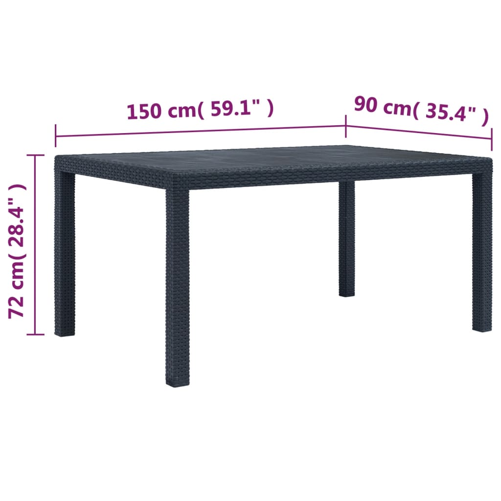 Trädgårdsbord 220x90x72 cm konstrotting