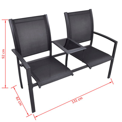 Trädgårdsbänk 2-sits 131 cm stål och textilene