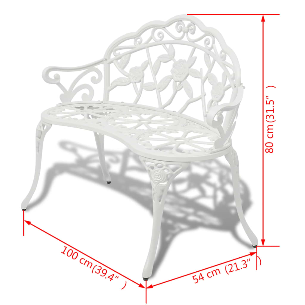 Trädgårdsbänk 100 cm gjuten aluminium - Möbelfabriken