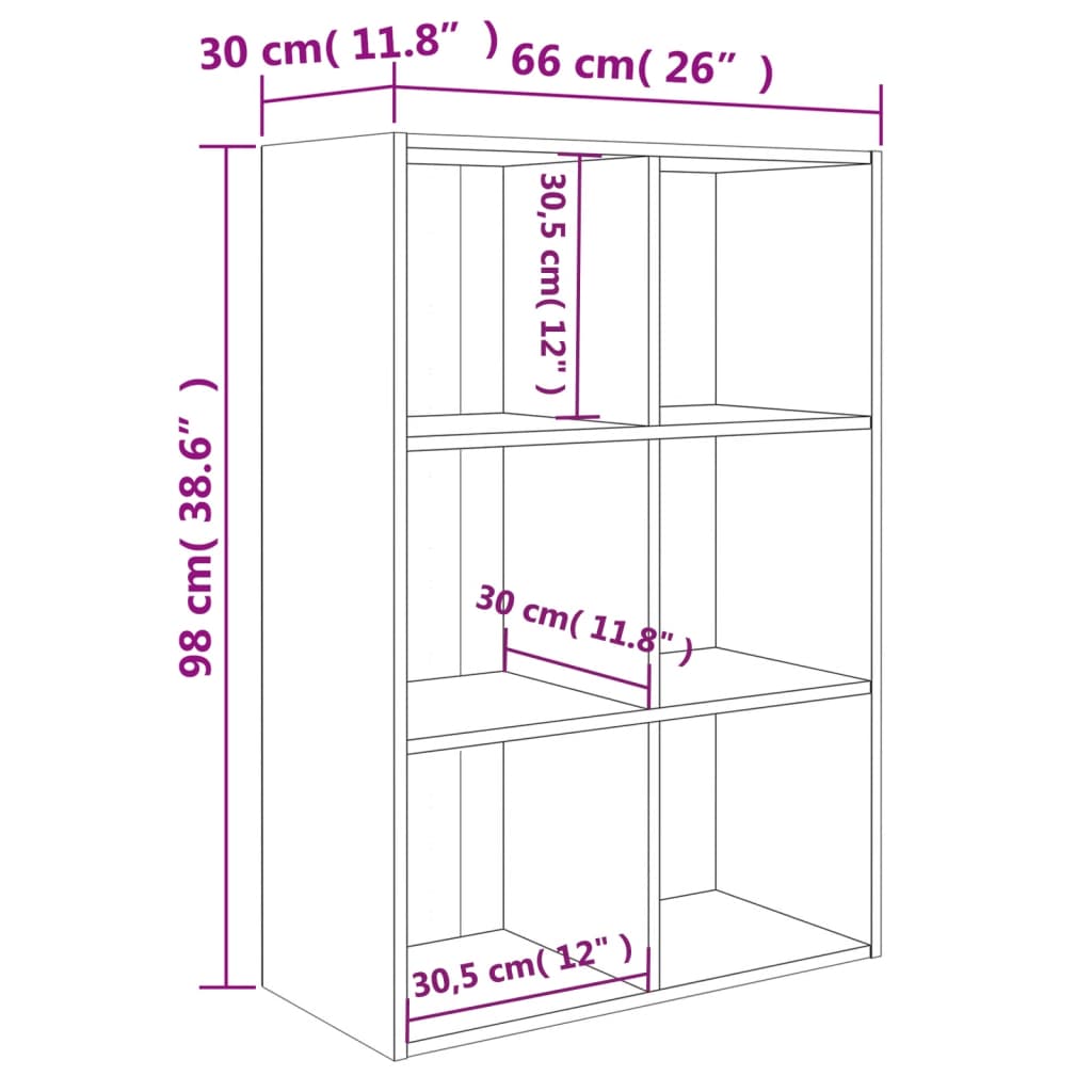 Bokhylla/skänk sonoma-ek 66x30x98 cm konstruerat trä