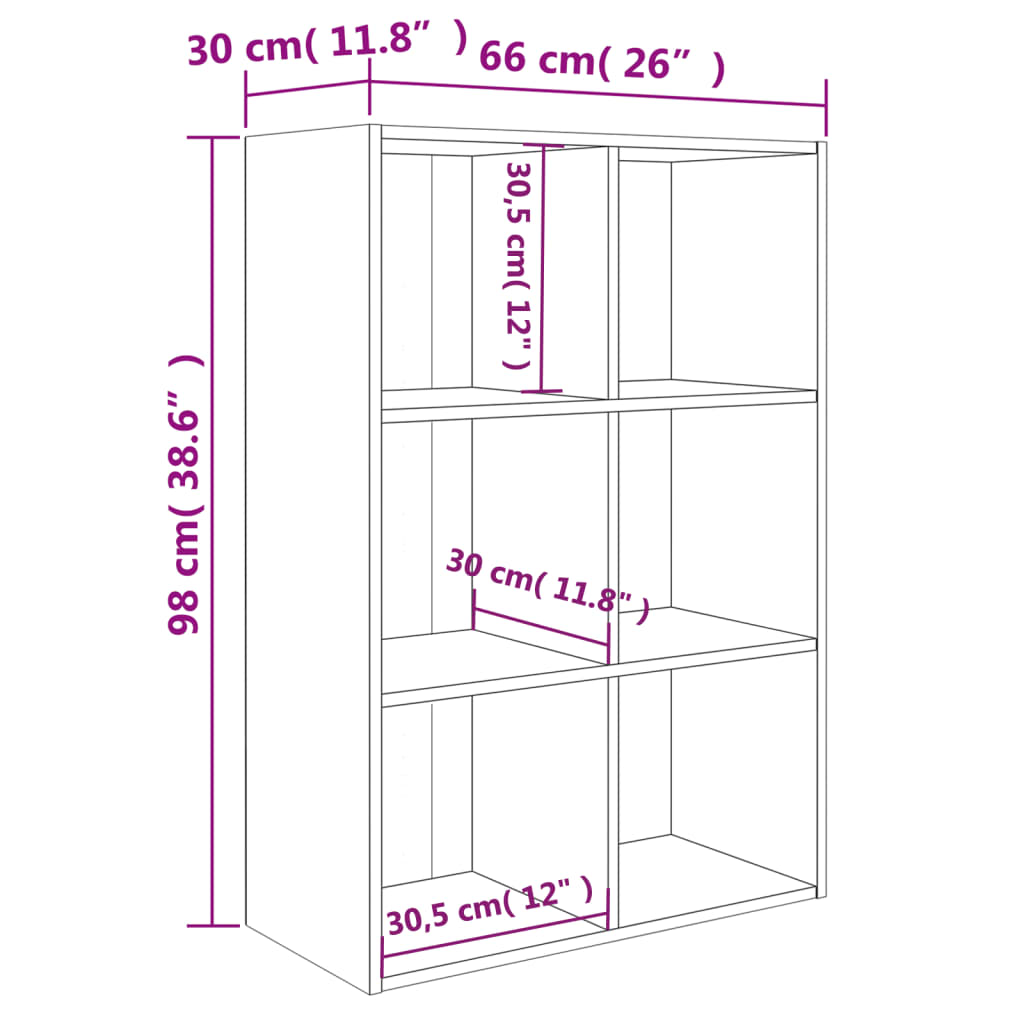 Bokhylla/skänk sonoma-ek 66x30x98 cm konstruerat trä