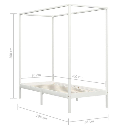 Sängram himmelsäng mörkbrun massiv furu 90x200 cm