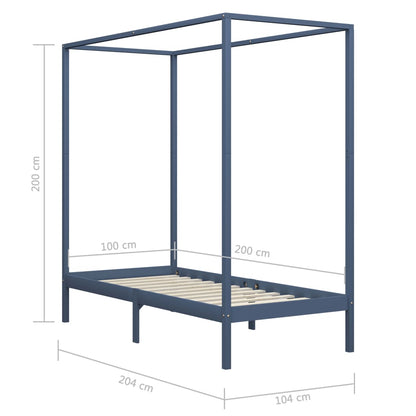 Sängram himmelsäng honungsbrun massiv furu 100x200 cm