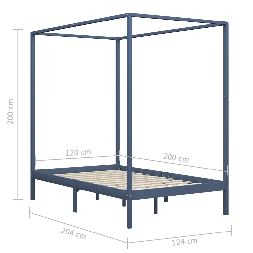 Sängram himmelsäng honungsbrun massiv furu 120x200 cm