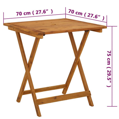 Hopfällbart trädgårdsbord 70x70x75 cm massivt akaciaträ