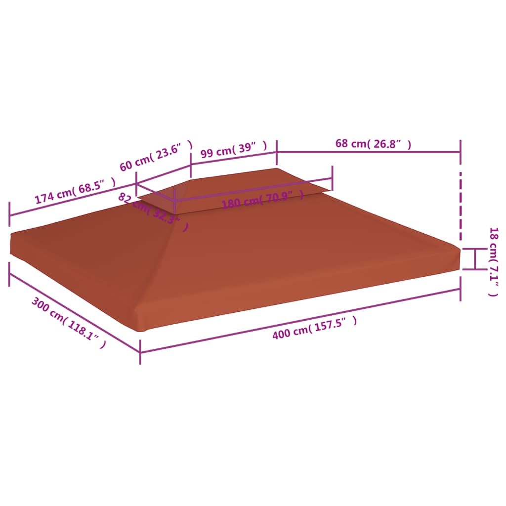 Paviljongtak med ventilering 310 g/m² 3x3 m