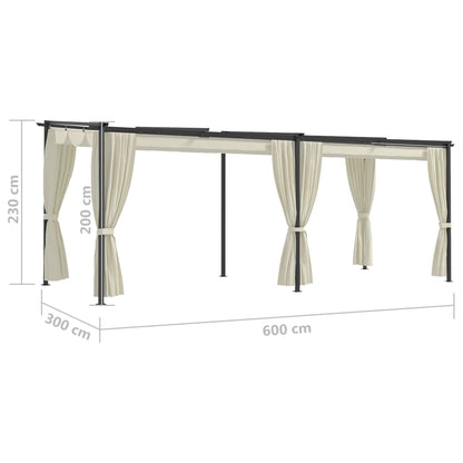 Paviljong med draperi 3x6 m  stål