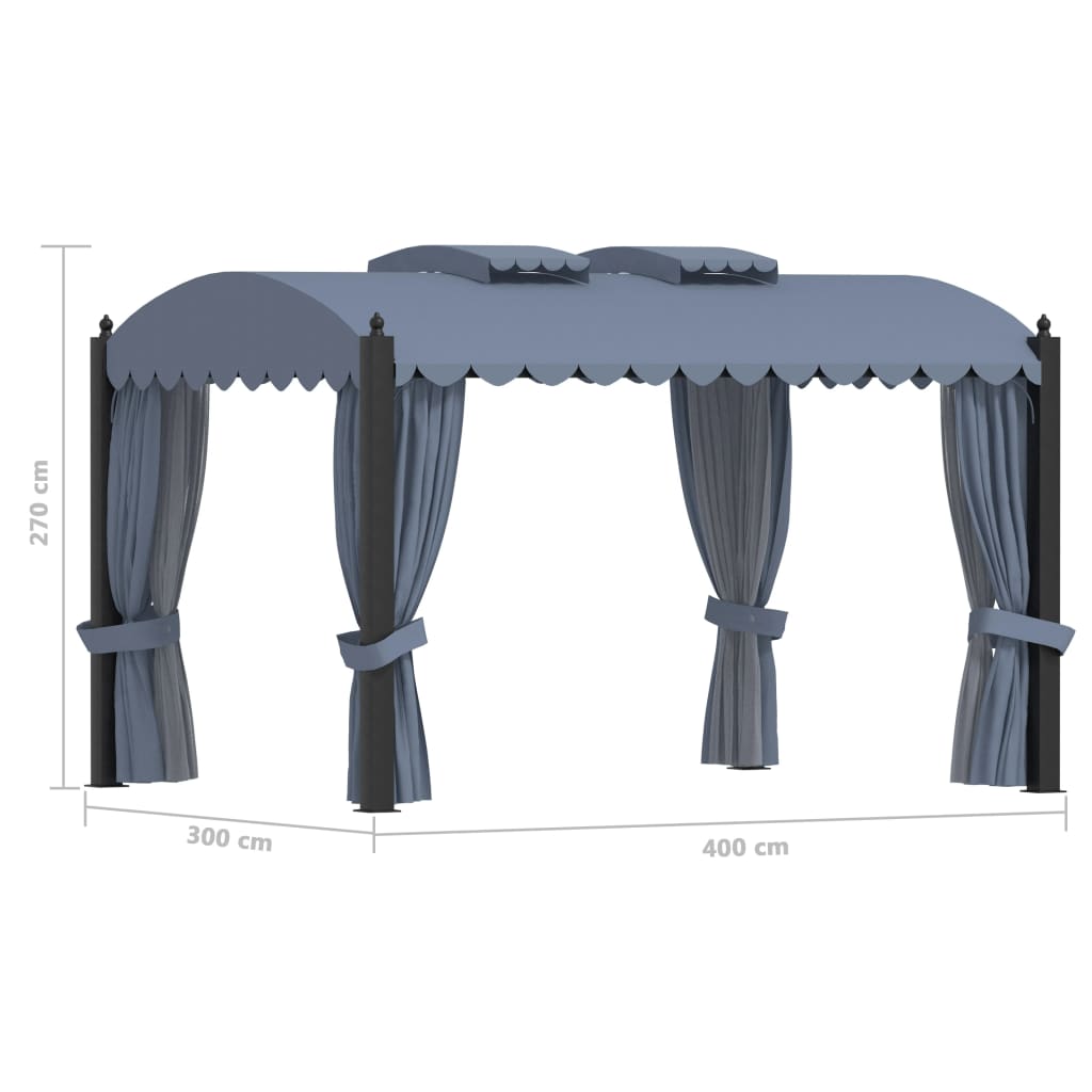 Paviljong med draperi 3x4 m  stål