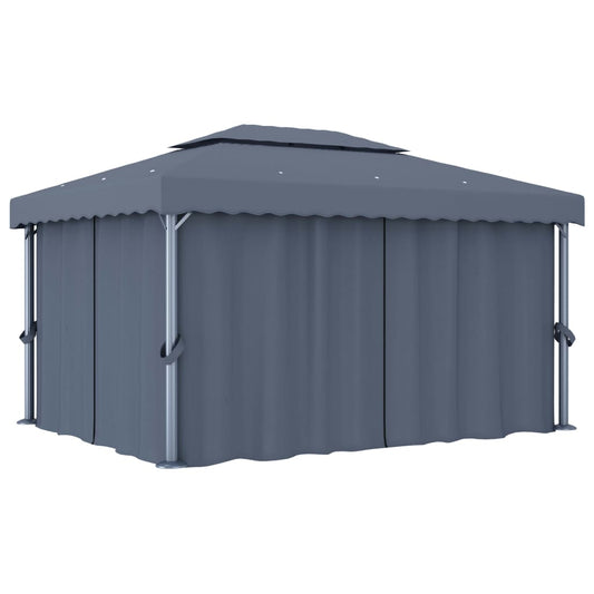 Paviljong med draperi 4x3 m  aluminium