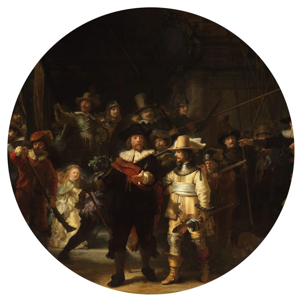 WallArt Tapet cirkelformad The Night Watch 142,5 cm