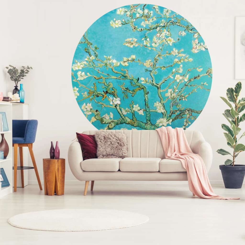 WallArt Tapet cirkelformad Almond Blossom 190 cm