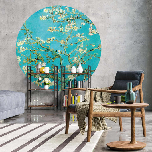 WallArt Tapet cirkelformad Almond Blossom 142,5 cm