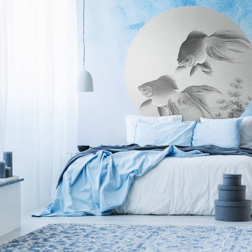 WallArt Tapet cirkelformad Two Goldfish 190 cm