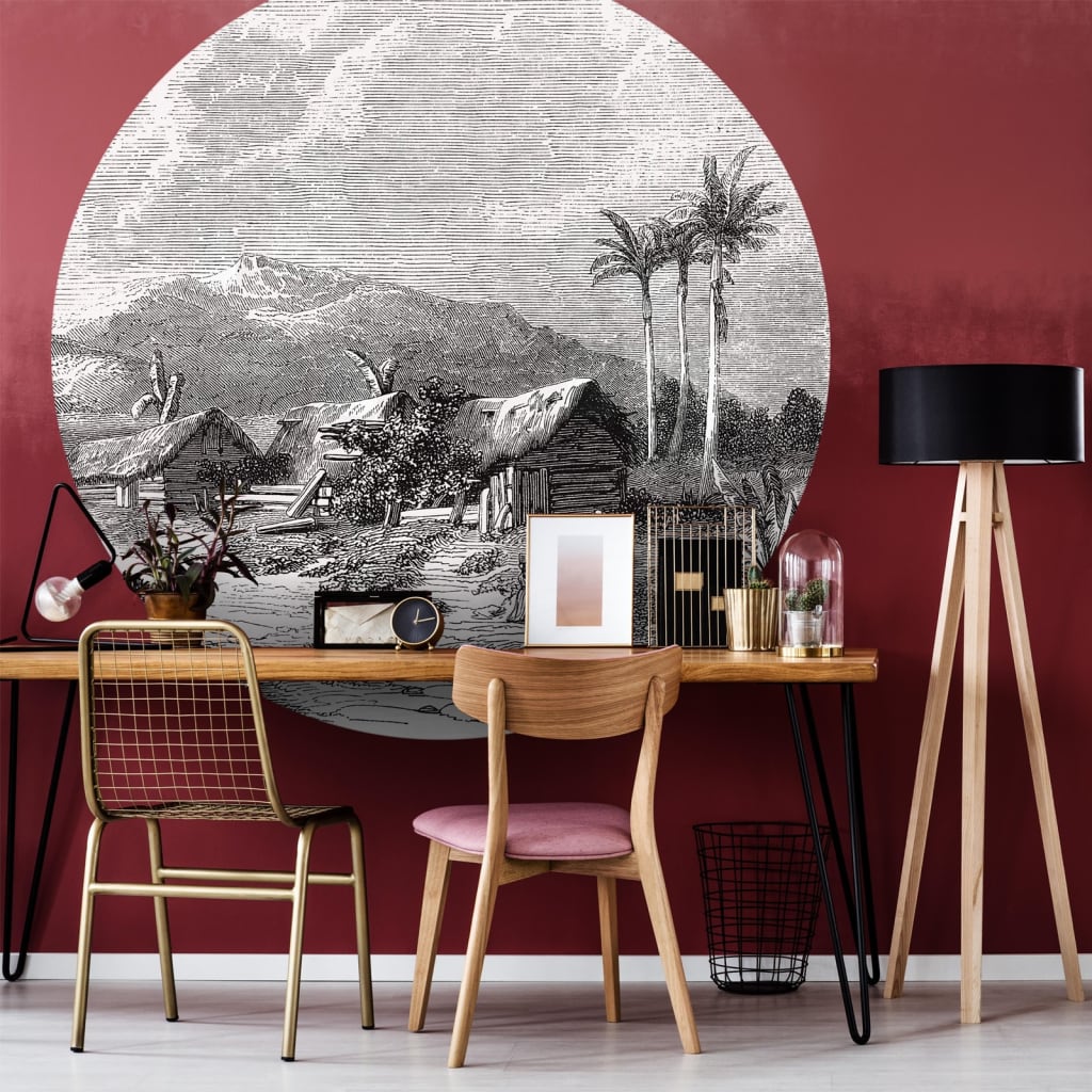 WallArt Tapet cirkelformad Landscape of Guadeloupe 190 cm