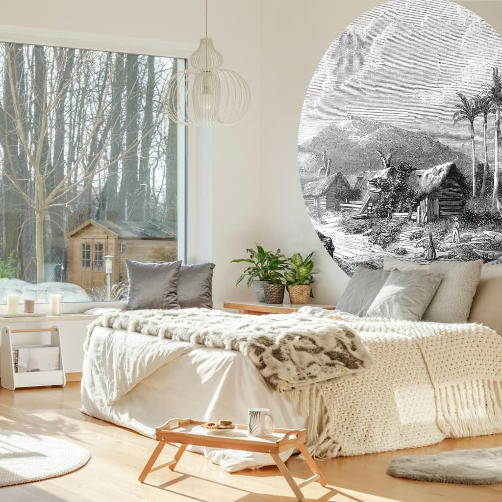 WallArt Tapet cirkelformad Landscape of Guadeloupe 190 cm