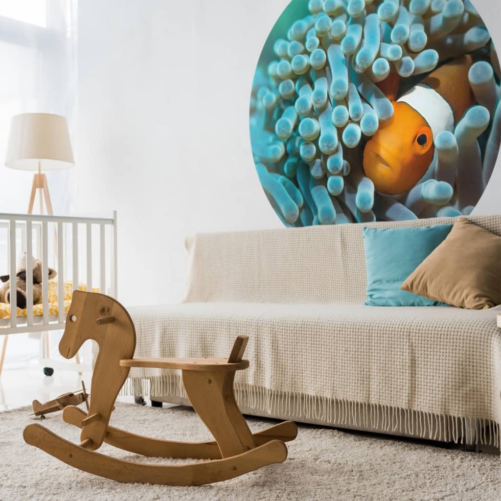 WallArt Tapet cirkelformad Nemo the Anemonefish 190 cm