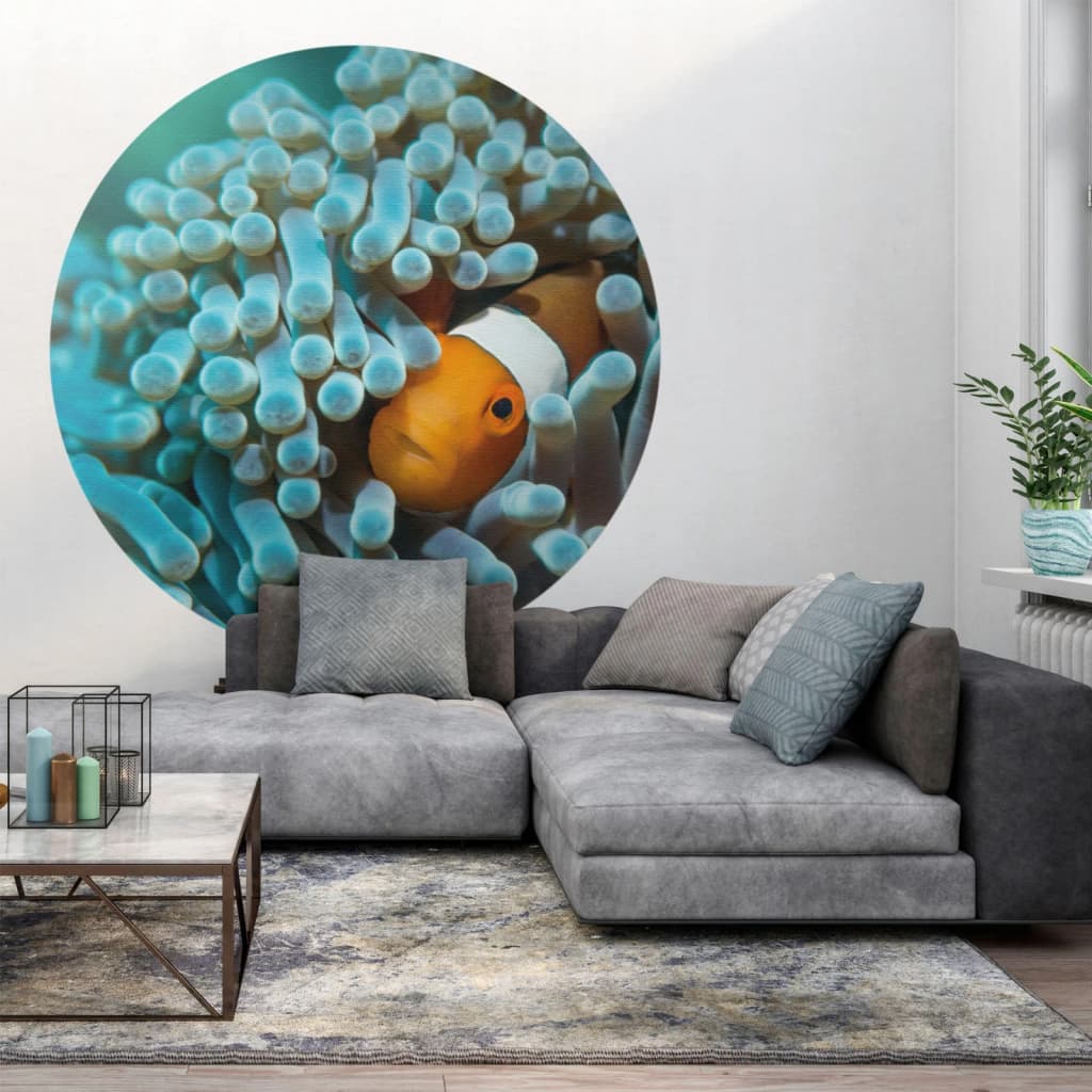 WallArt Tapet cirkelformad Nemo the Anemonefish 142,5 cm