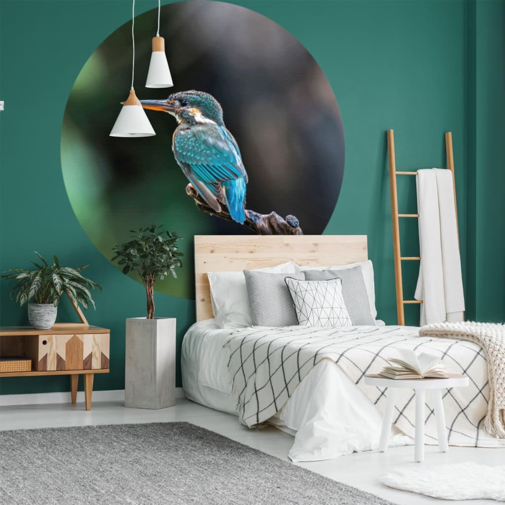 WallArt Tapet cirkelformad The Kingfisher 190 cm