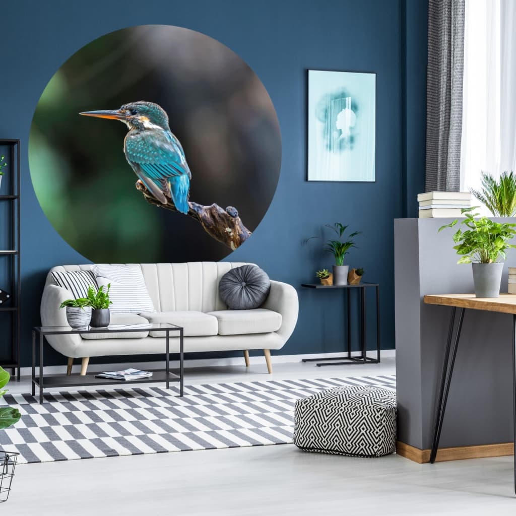 WallArt Tapet cirkelformad The Kingfisher 190 cm