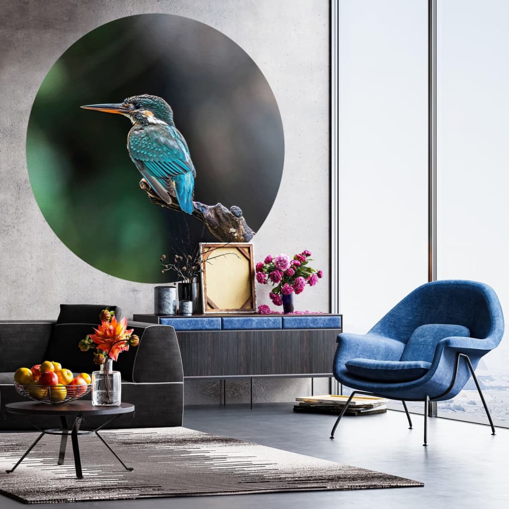 WallArt Tapet cirkelformad The Kingfisher 190 cm