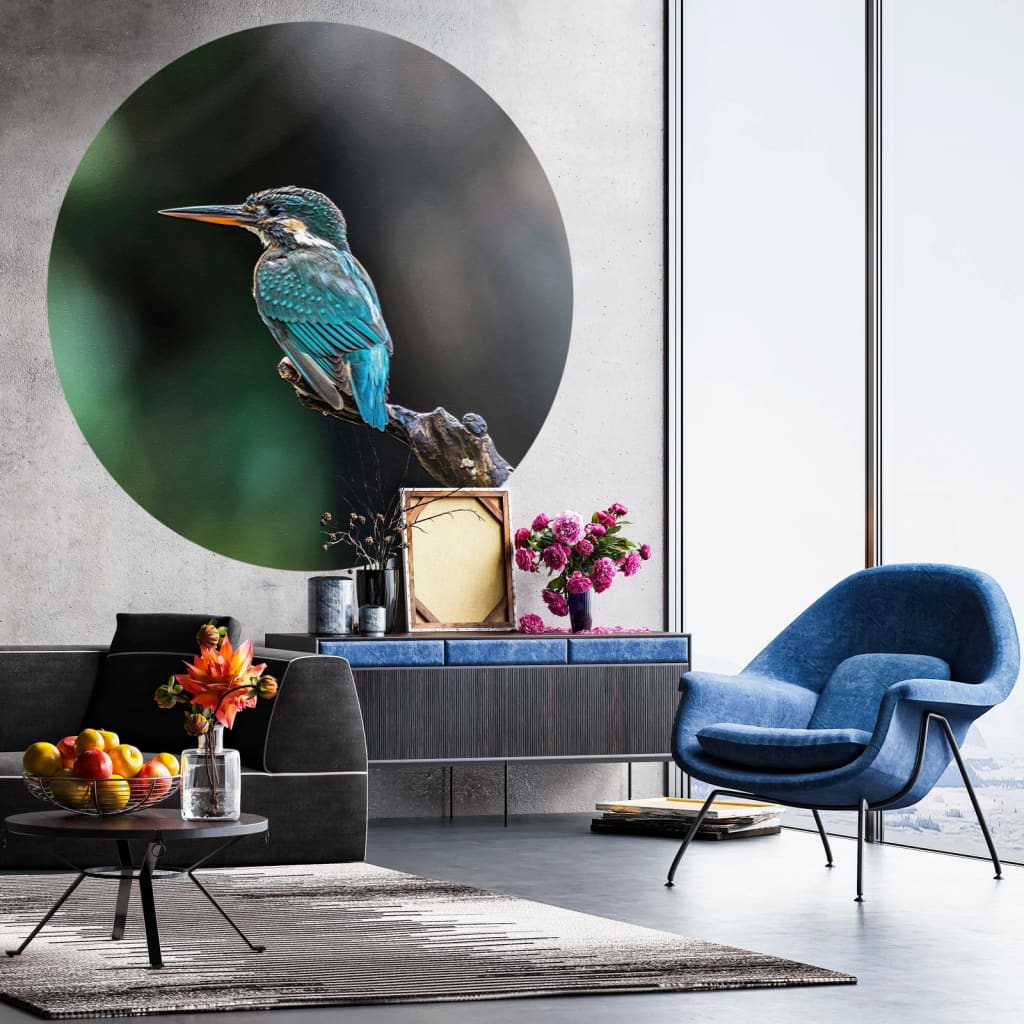 WallArt Tapet cirkelformad The Kingfisher 142,5 cm