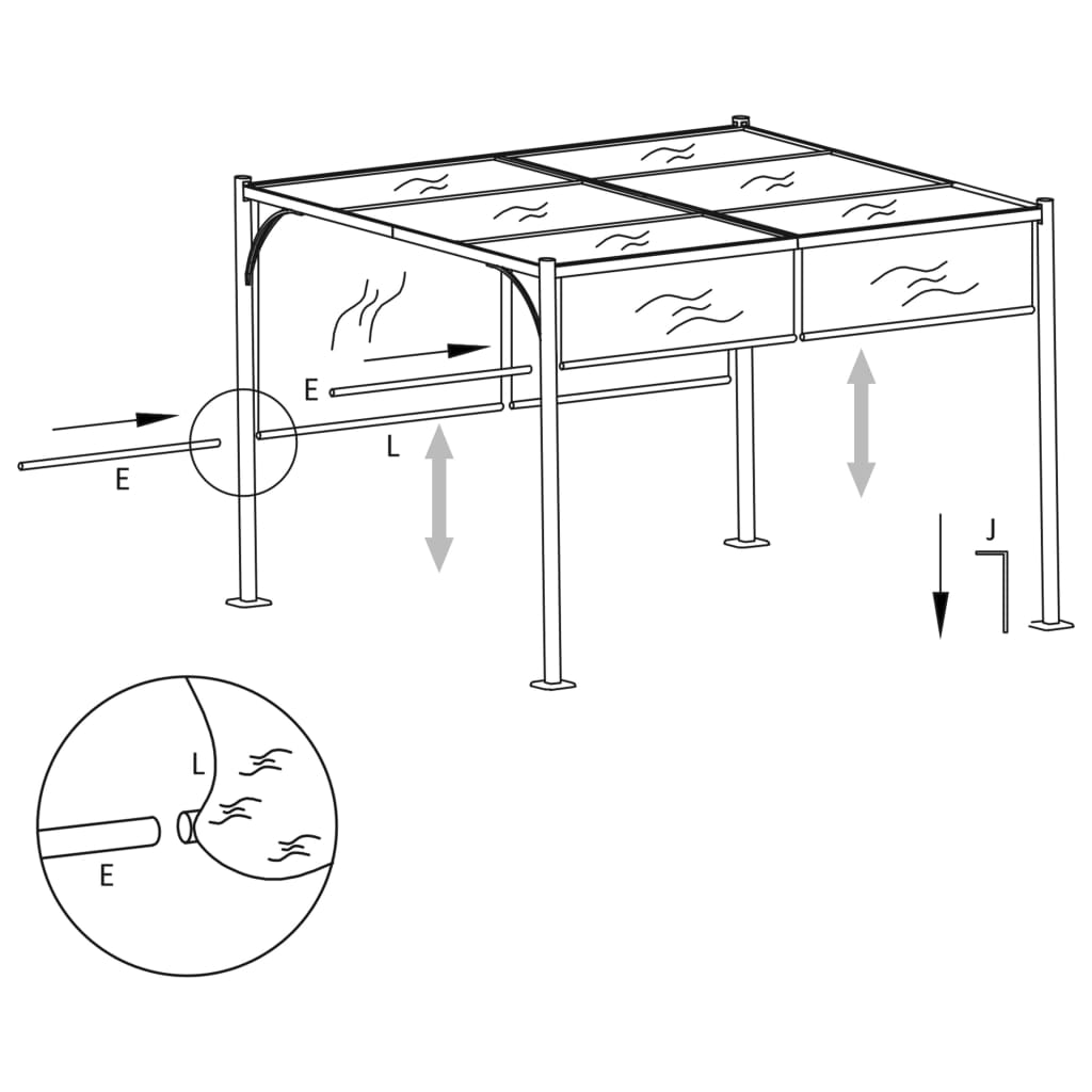 Pergola med infällbart tak 3x3 m  180 g/m²