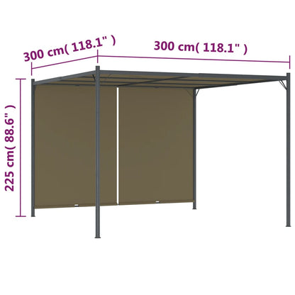 Pergola med infällbart tak 3x3 m  180 g/m²