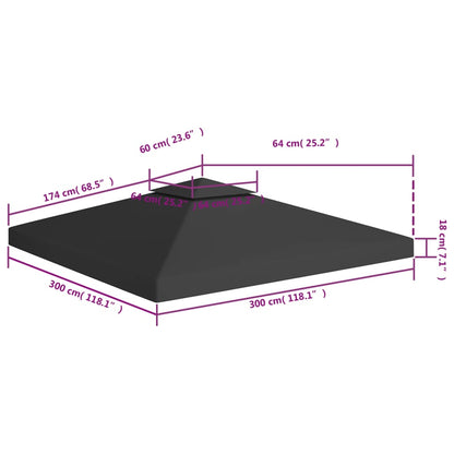 Paviljongtak med ventilering 310 g/m² 3x3 m