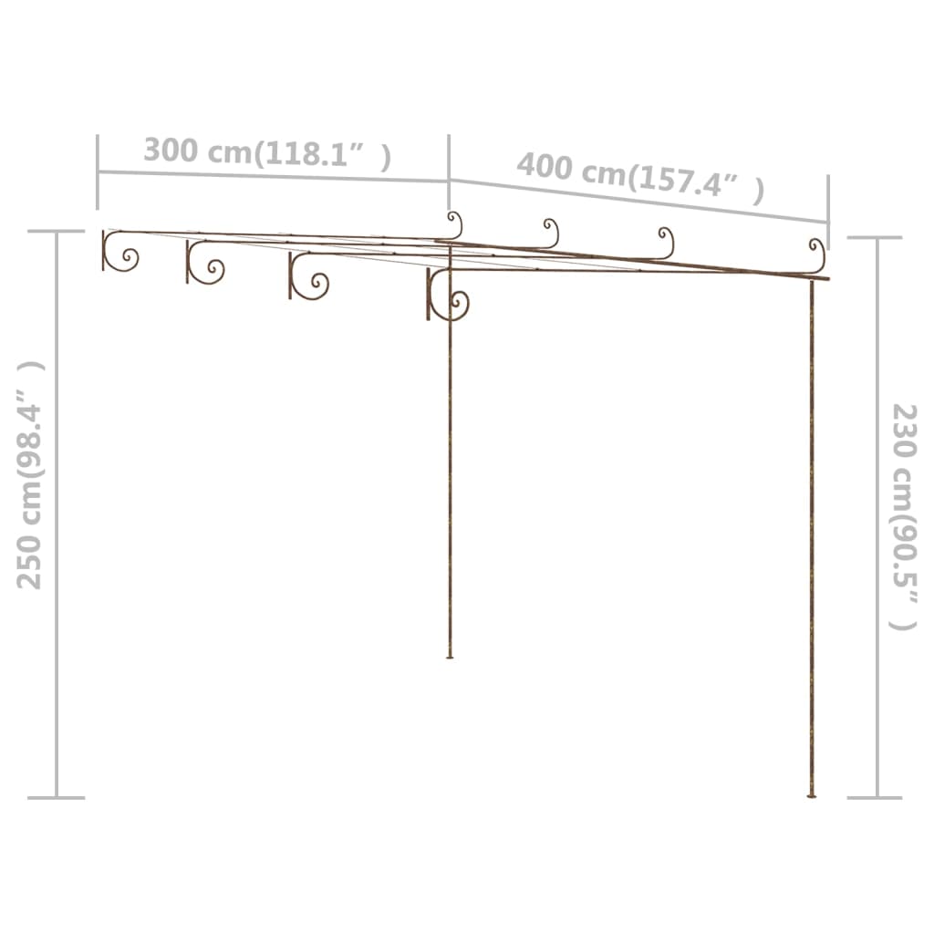 Pergola antikbrun 3x3x2,5 m järn