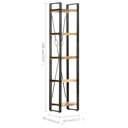 Bokhylla med 5 hyllor 40x30x180 cm massivt mangoträ