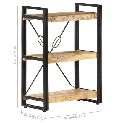 Bokhylla med 3 hyllplan 60x30x80 cm massivt mangoträ