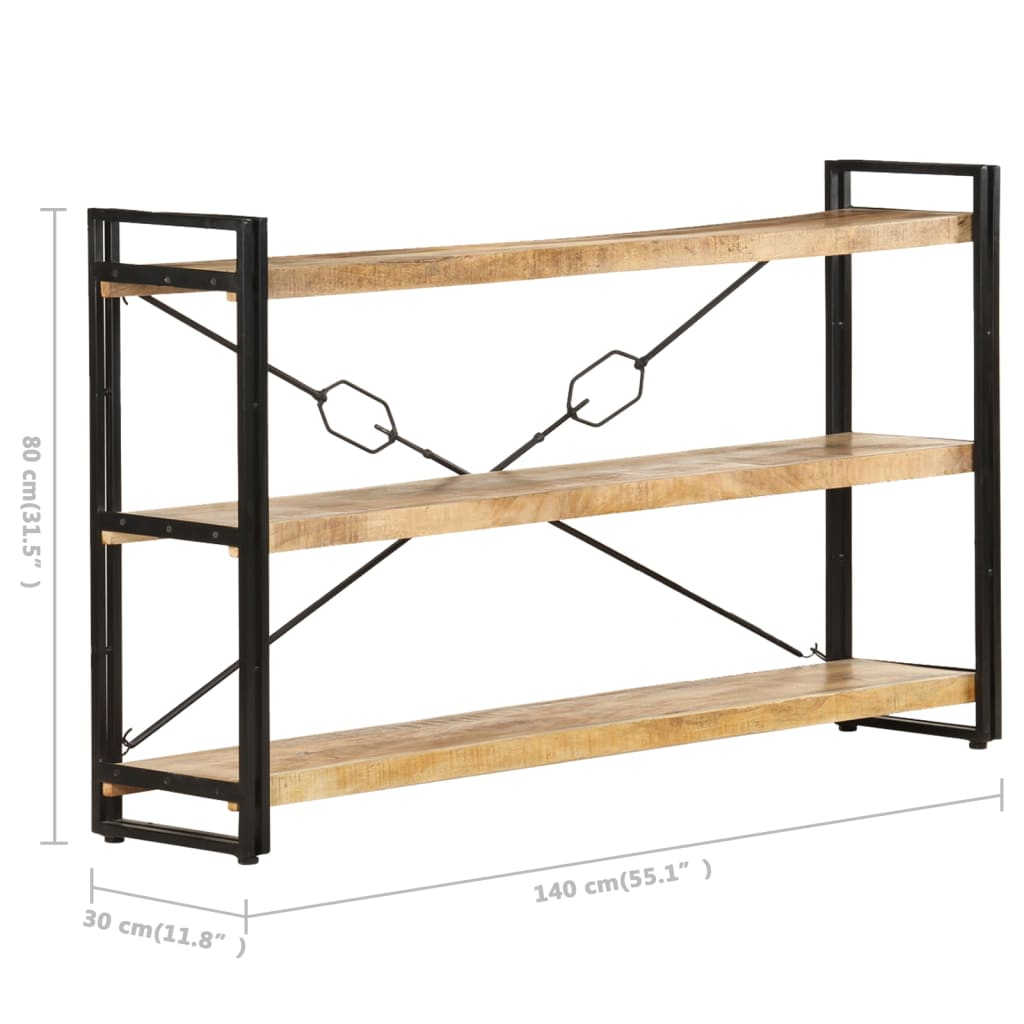 Bokhylla med 3 hyllplan 60x30x80 cm massivt mangoträ