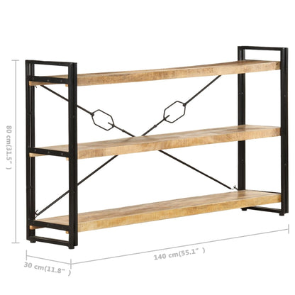 Bokhylla med 3 hyllplan 60x30x80 cm massivt mangoträ