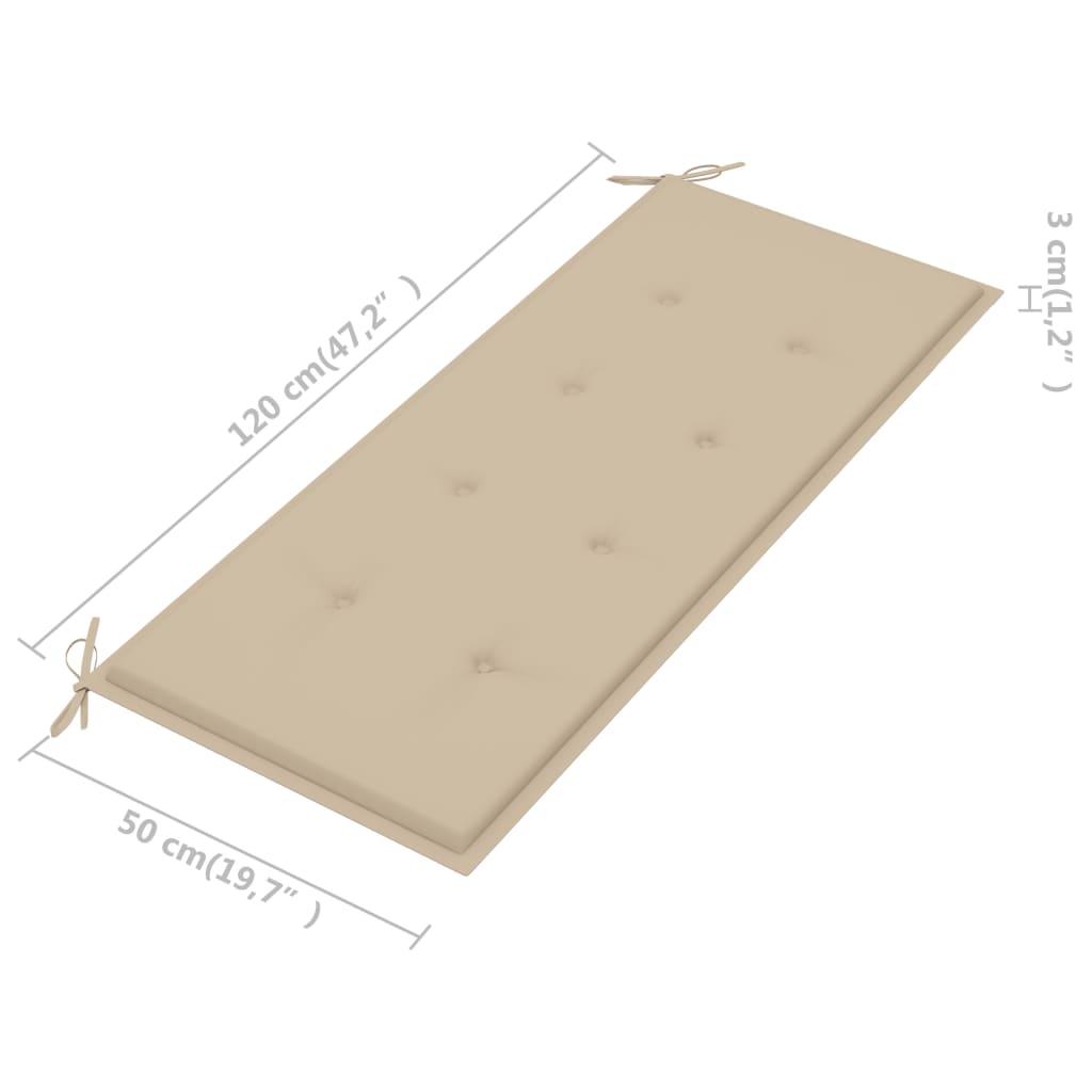 Trädgårdsbänk med dyna 120 cm massivt akaciaträ