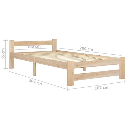 Sängram honungsbrun massiv furu 100x200 cm