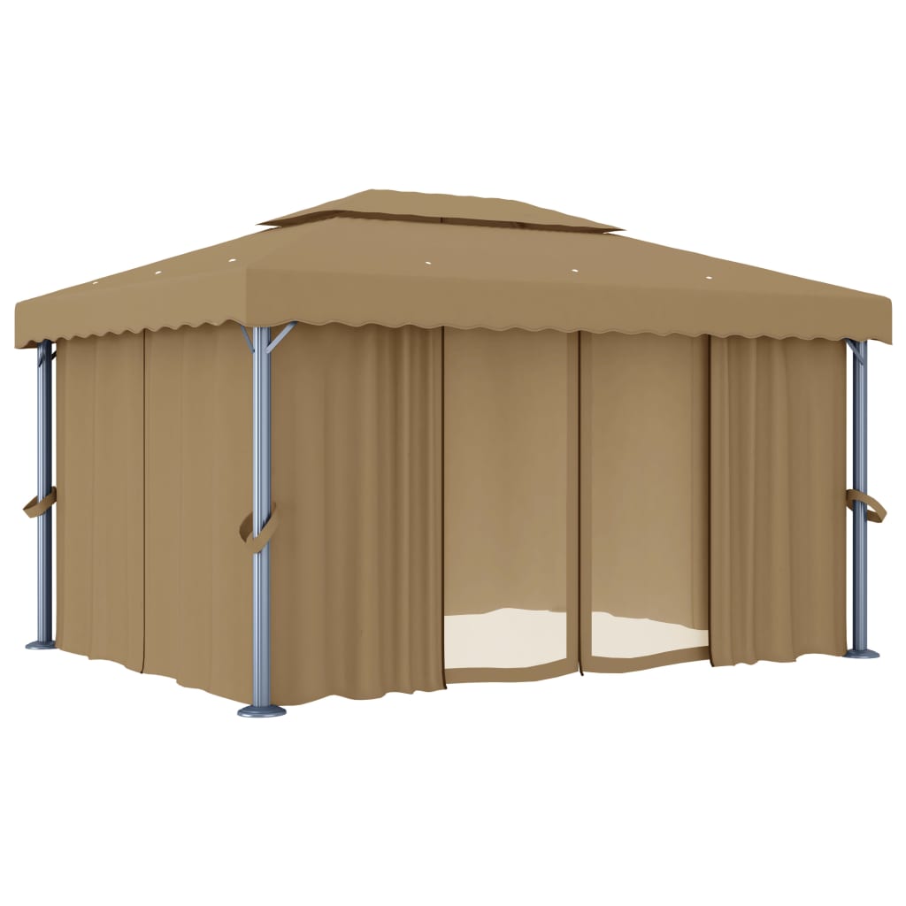 Paviljong med draperi 4x3 m  aluminium