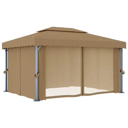 Paviljong med draperi 4x3 m  aluminium